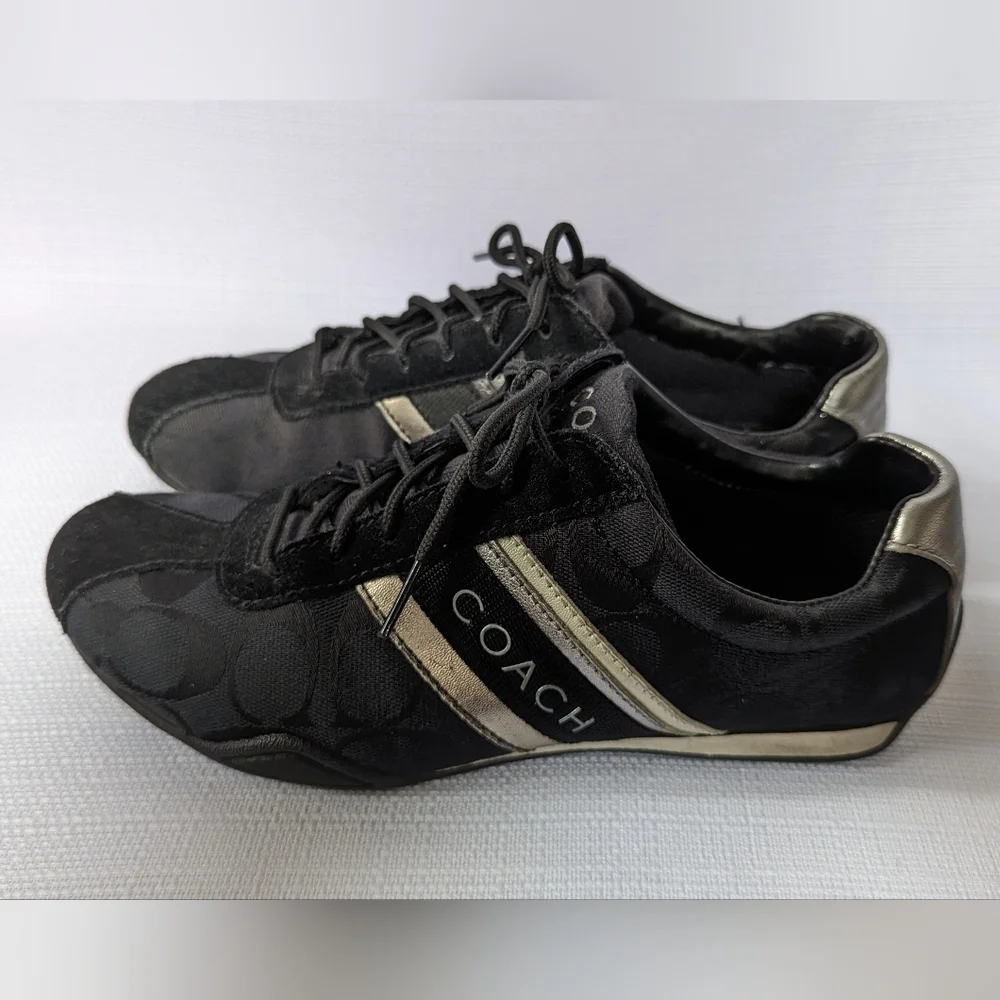 Black‎ Canvas and Suede Jayme Coach Sneakers